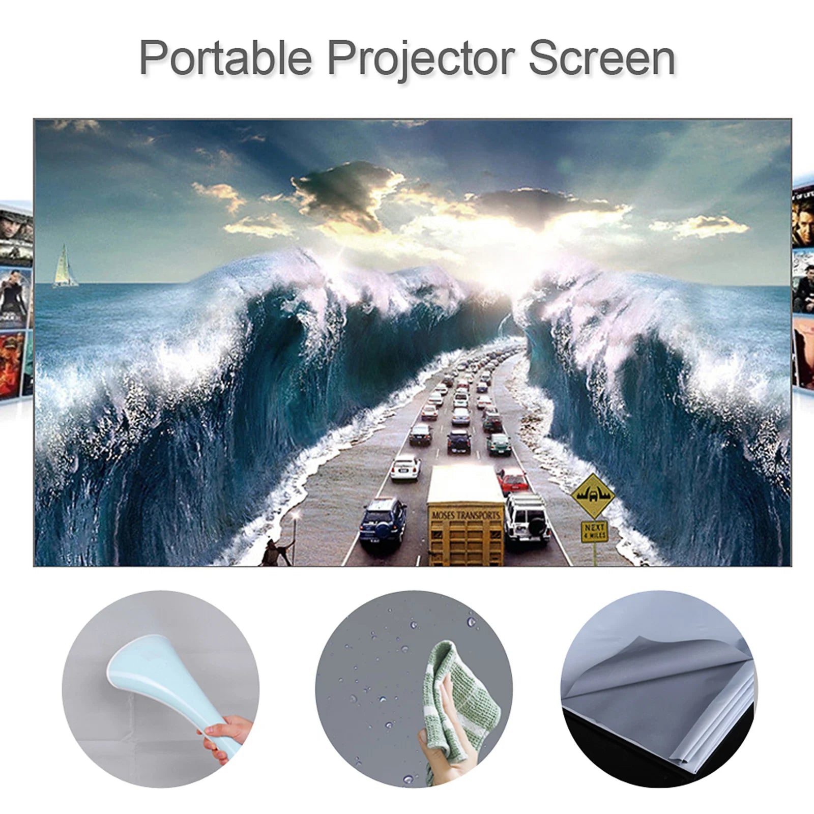 Portable Projector Screen, Simple Curtain Anti-Light