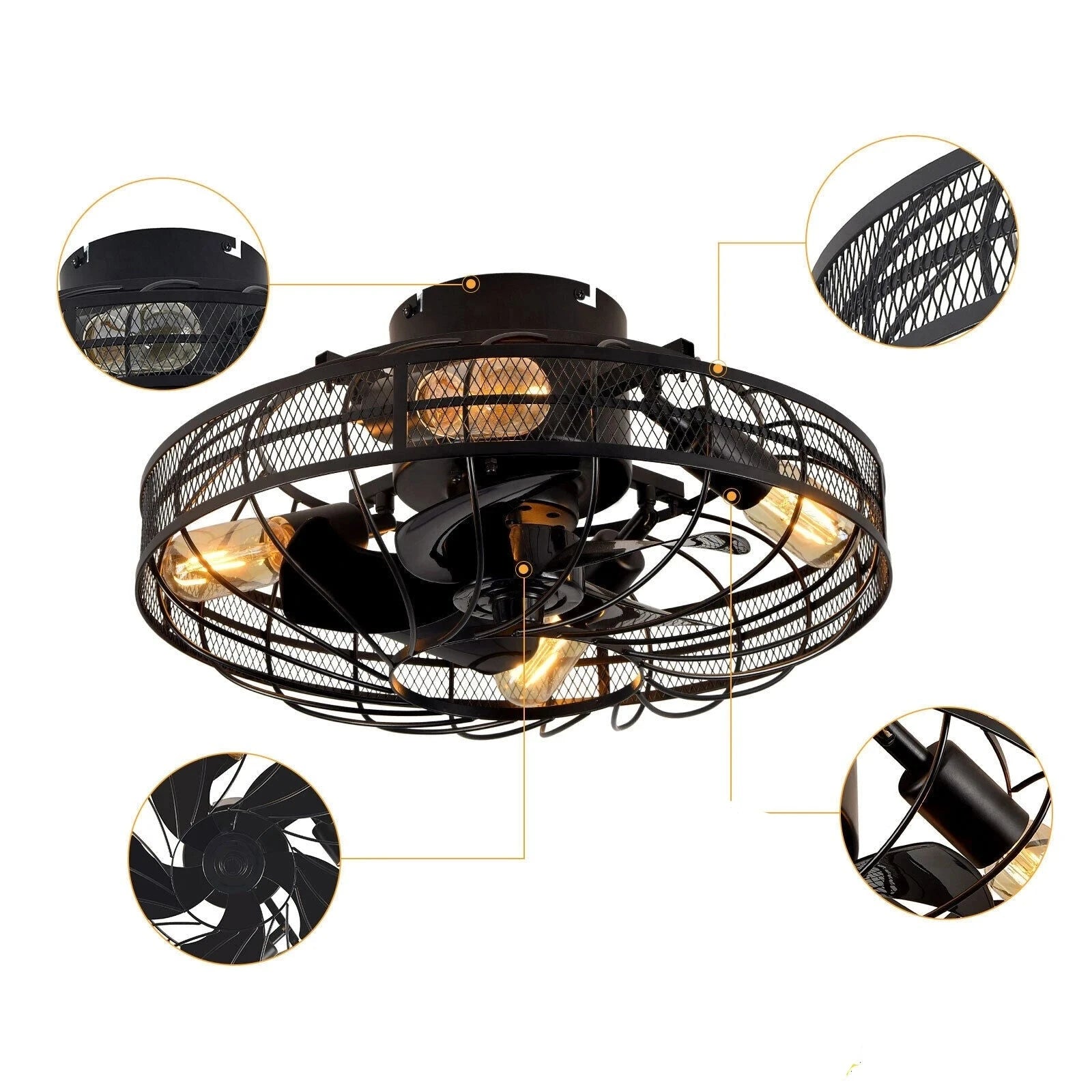 Caged Ceiling Fan With Remote Control Chandelier