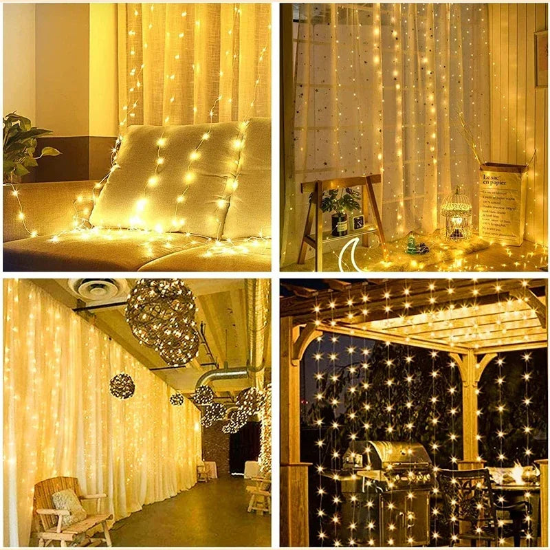 LED Curtain String Lights, IP65 Waterproof USB Powered