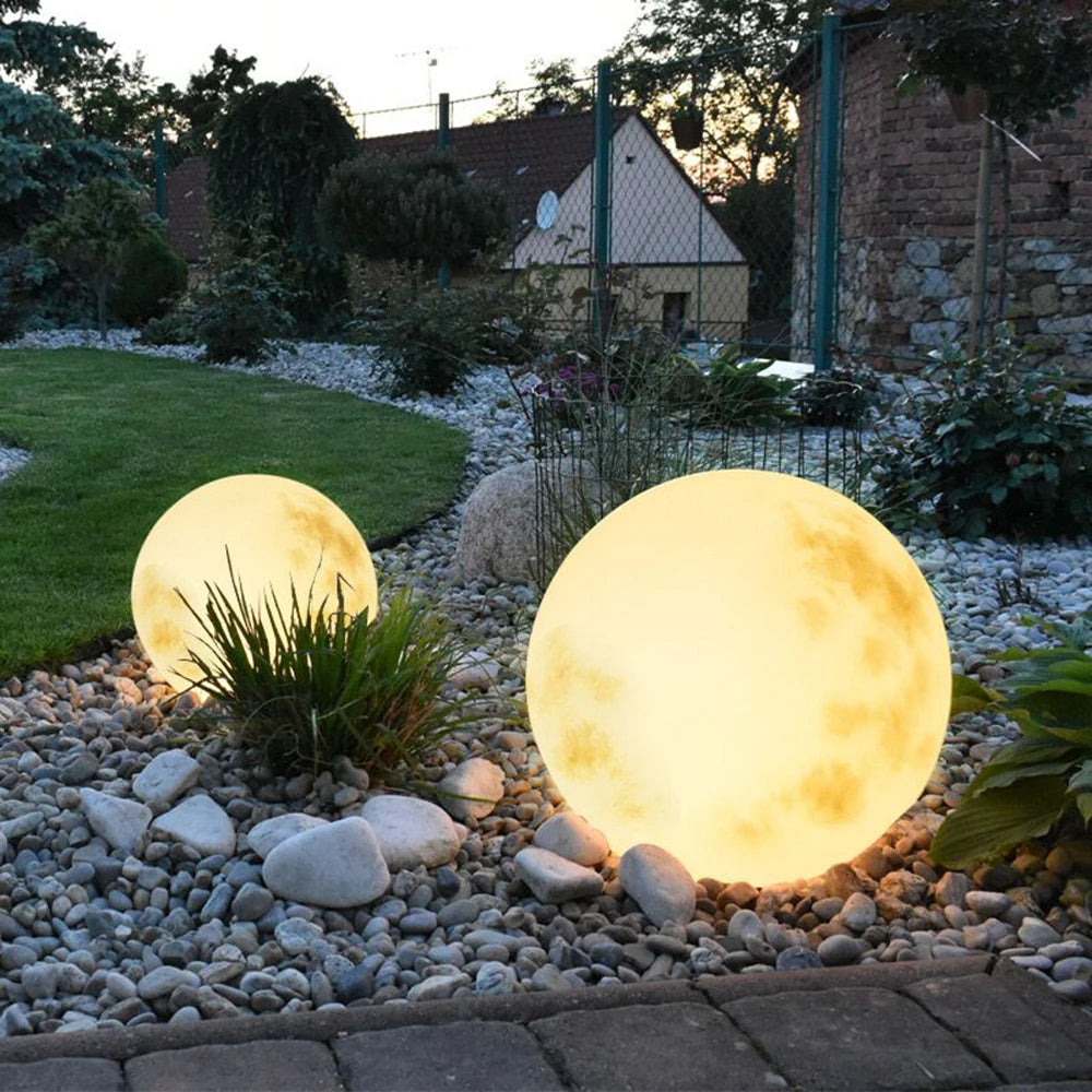 Waterproof Moon Lamp, Solar/Rechargeable Landscape Lighting