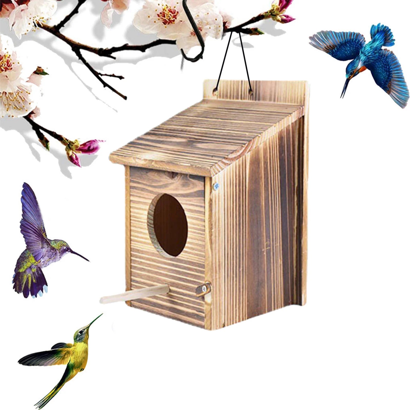 Wooden Bird House, Outdoor Weatherproof Bird Nest