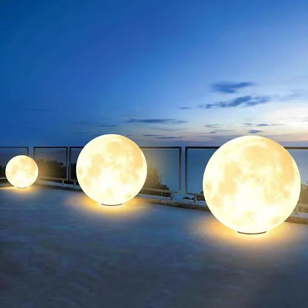 Waterproof Moon Lamp, Solar/Rechargeable Landscape Lighting