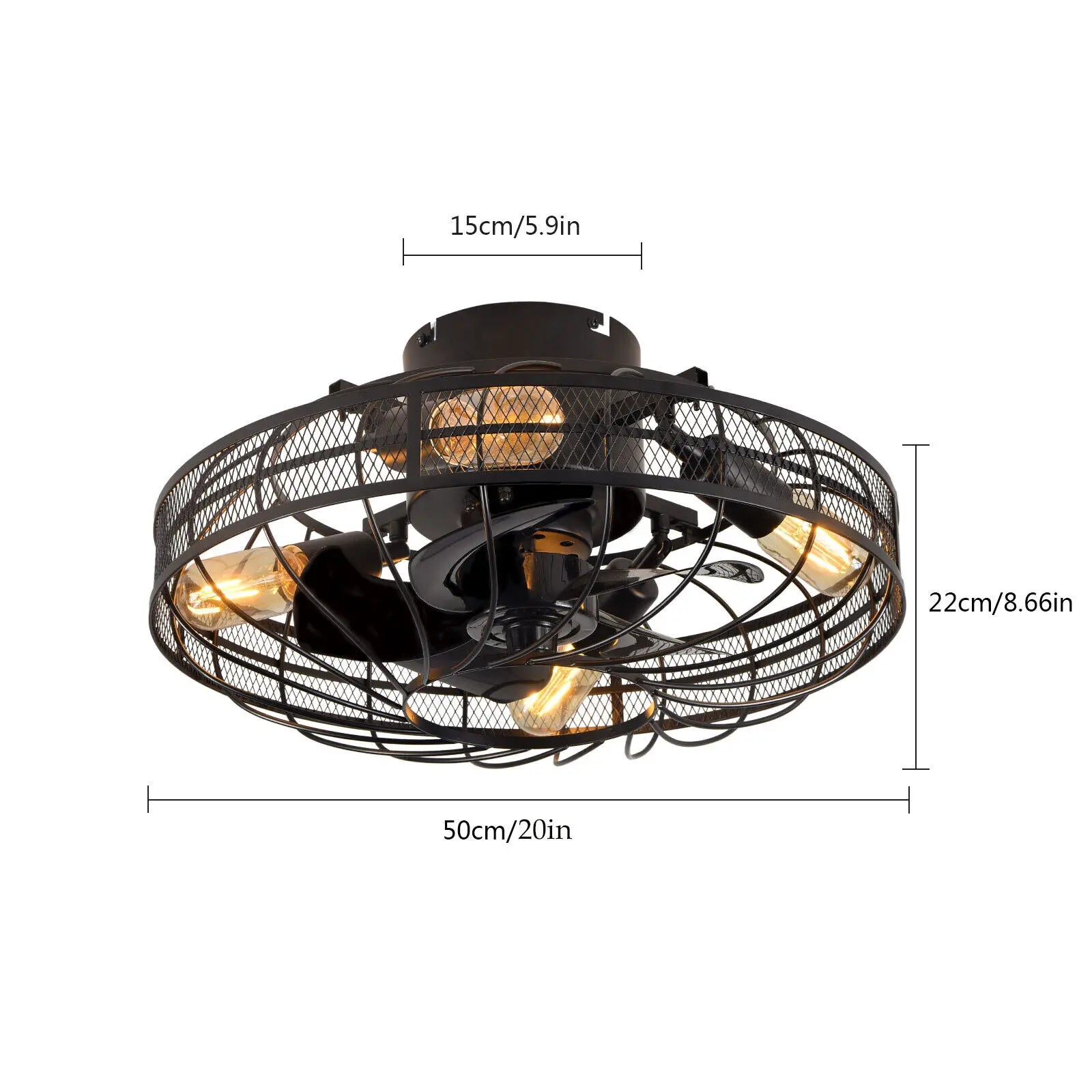 Caged Ceiling Fan With Remote Control Chandelier