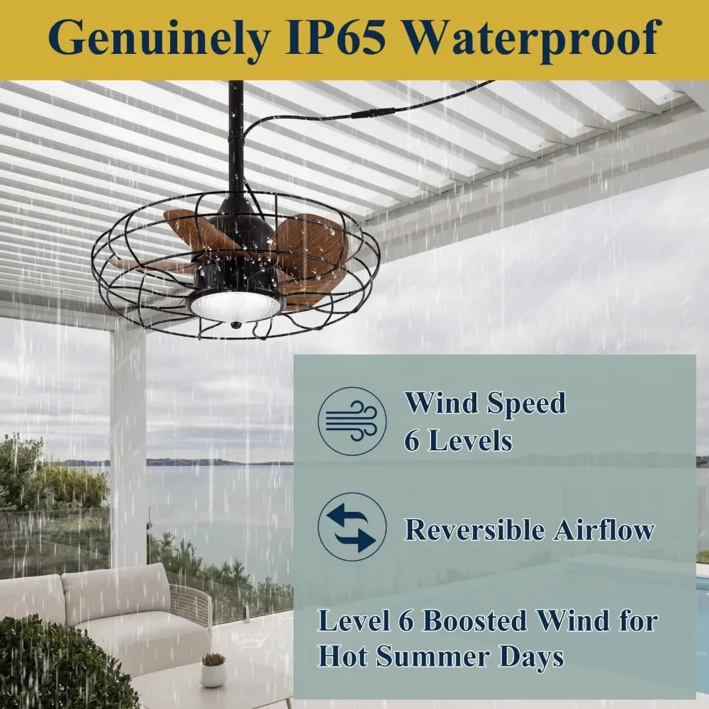 20'' Gazebo Fan with Light, Plug in And Waterproof, Hanging with Hook