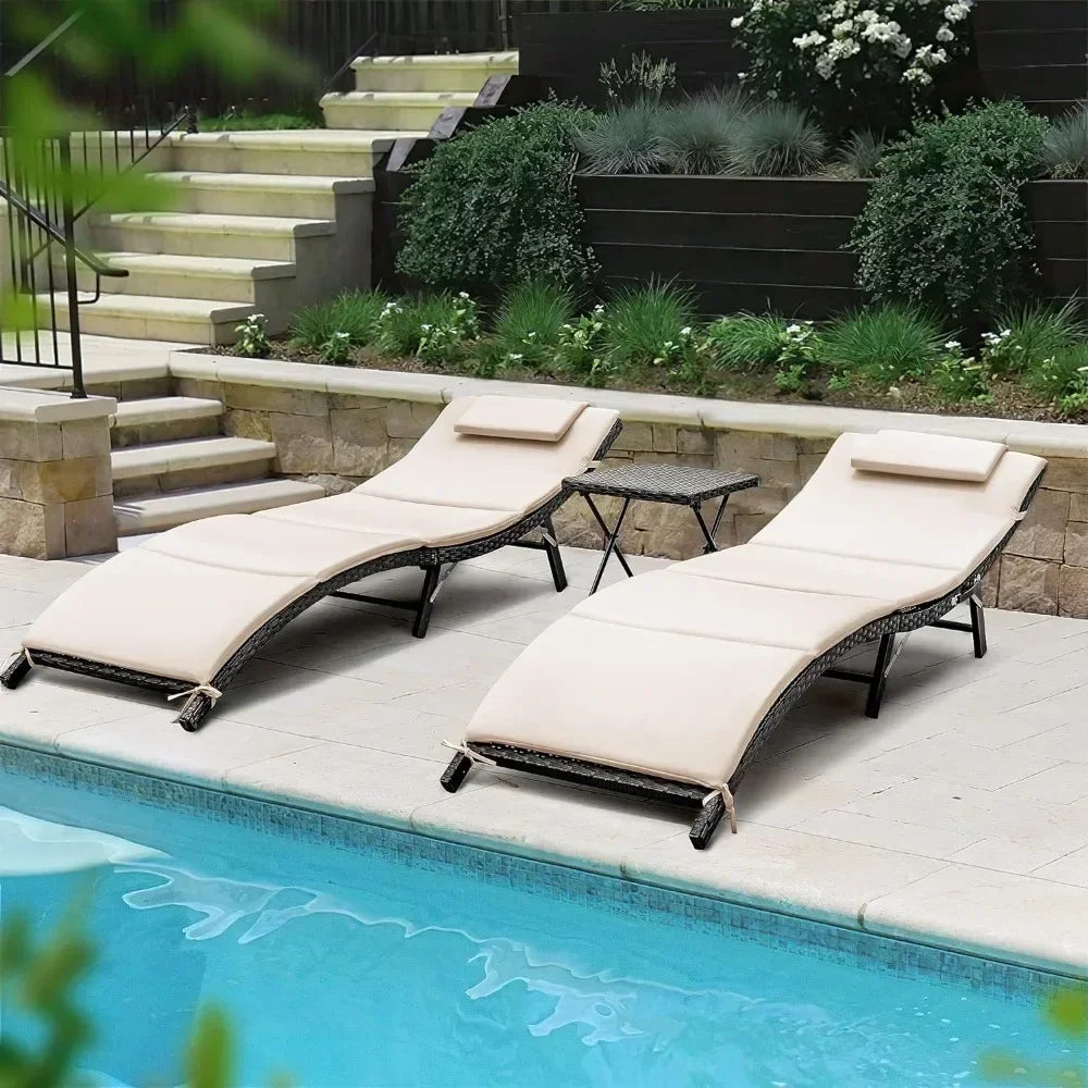 Patio Chaise Lounge Chair Sets, Set of 3