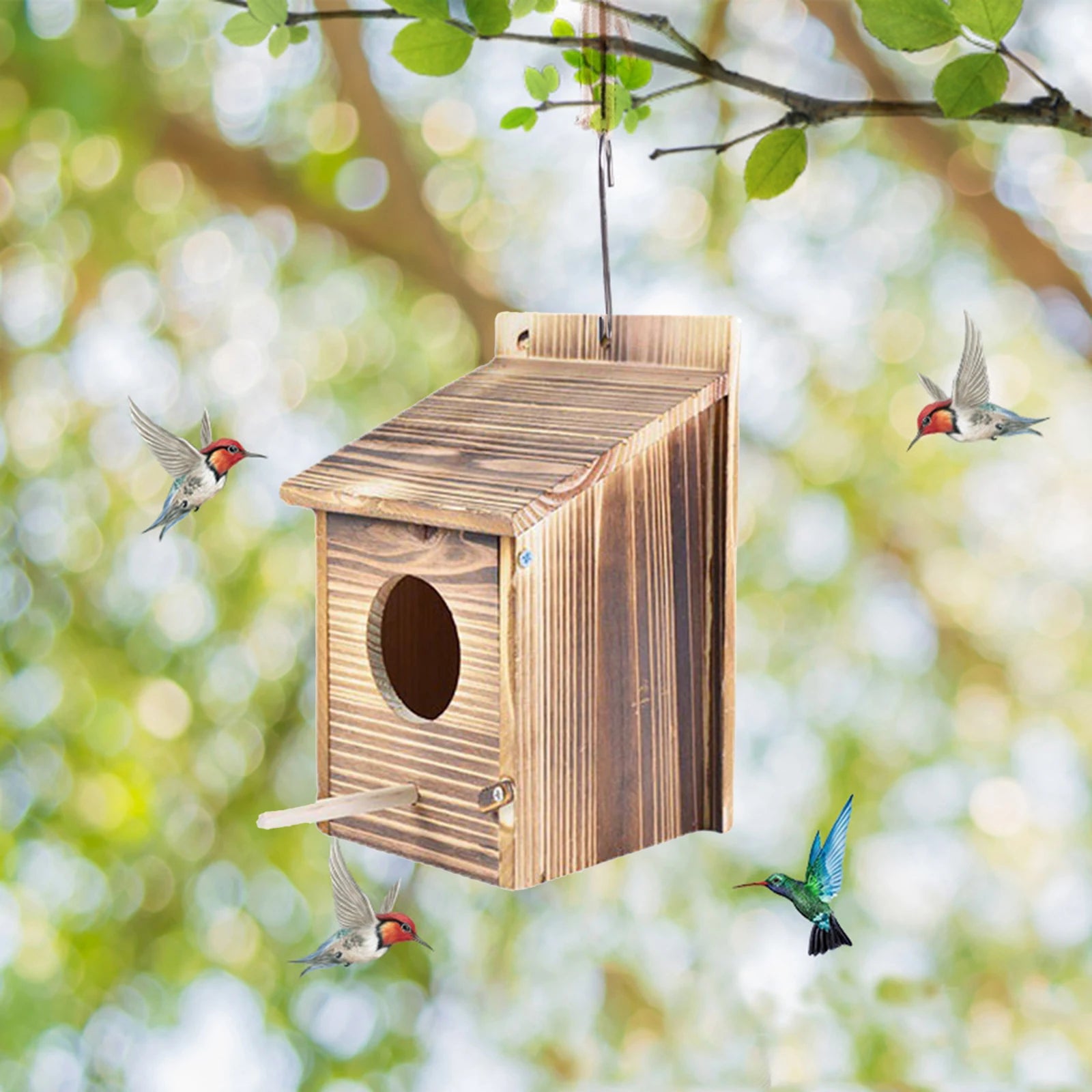 Wooden Bird House, Outdoor Weatherproof Bird Nest