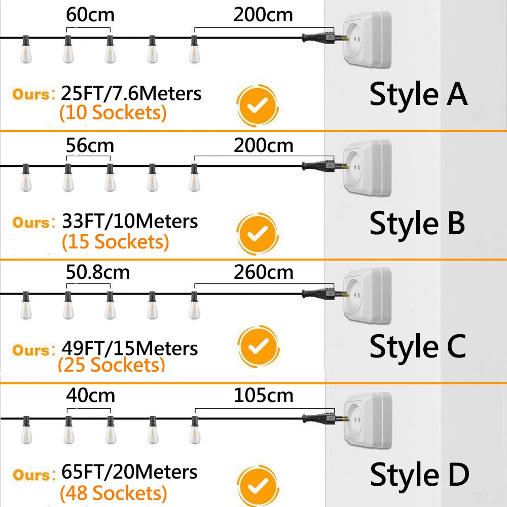 ST38 Led String Lights IP65 Waterproof