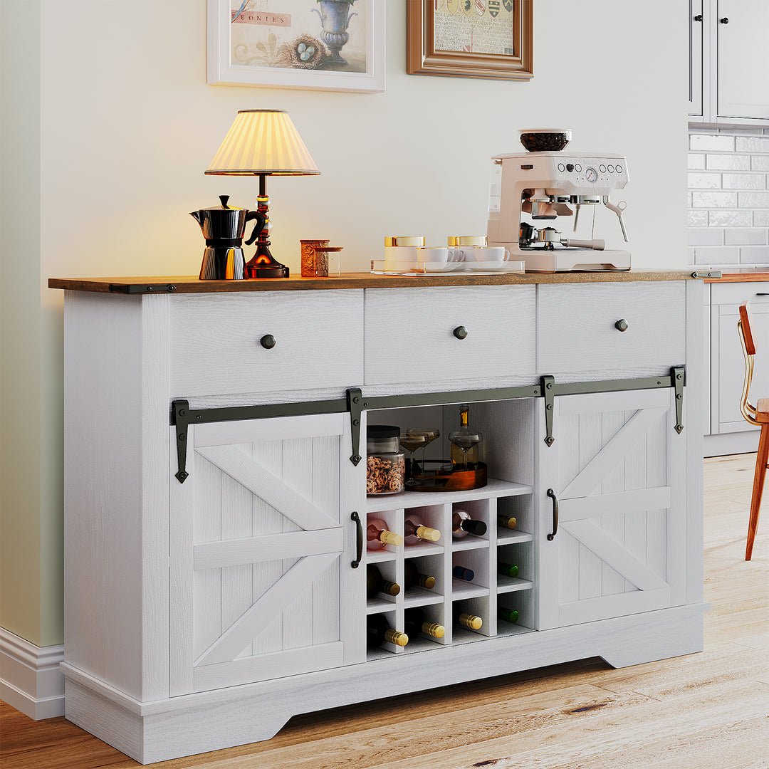 Sonegra Wood Farmhouse Bar Cabinets,Wine Cabinet with Sliding Barn Doo