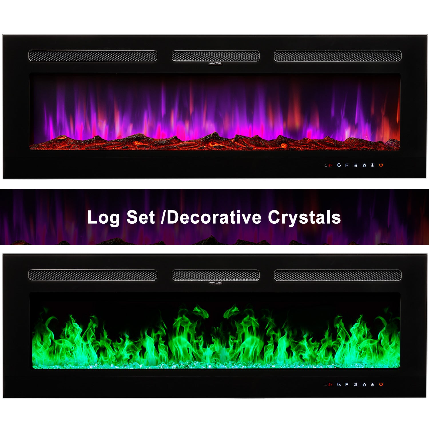 Sunmthink 60" Wall Electric Fireplace Heater with Remote, 12 Colors and 5 Kinds of Brightness