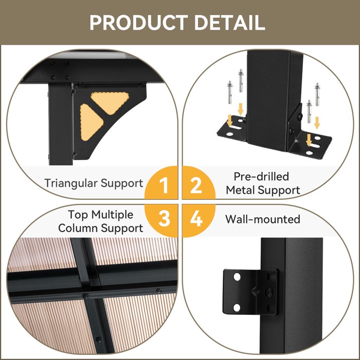 AOXUN 10' x 20' Hardtop Gazebo Outdoor Aluminum Pergola For Garden, Patio, Backyard-Black