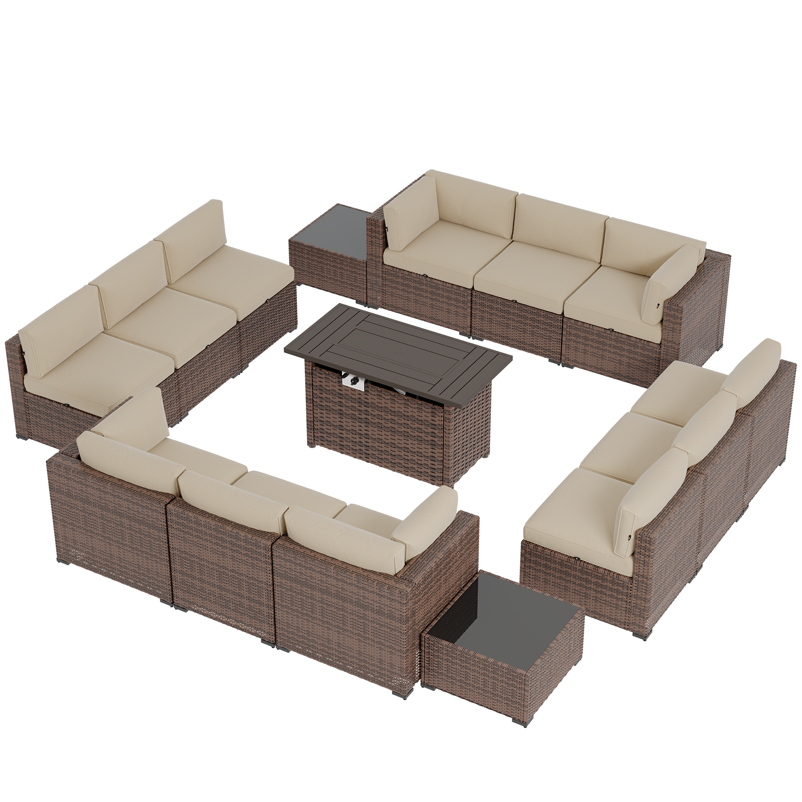 Aoxun Patio Furniture Sets Wicker Outdoor Conversation Set Sectional Sofa for Backyard, Poolside, Garden