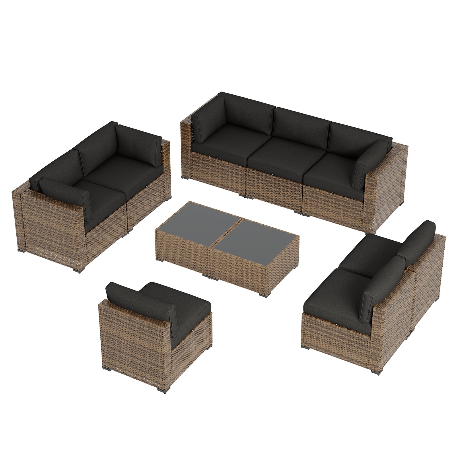 Aoxun Patio Furniture Sets Wicker Outdoor Conversation Set Sectional Sofa for Backyard, Poolside, Garden