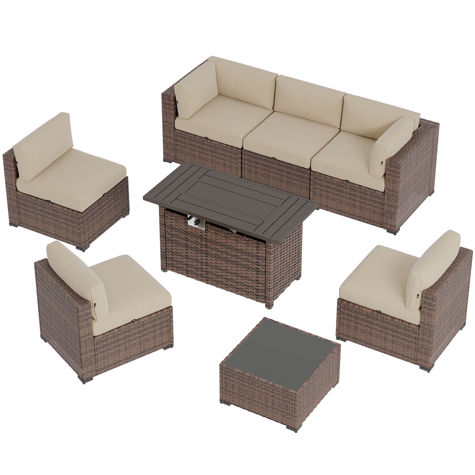 Aoxun Patio Furniture Sets Wicker Outdoor Conversation Set Sectional Sofa for Backyard, Poolside, Garden
