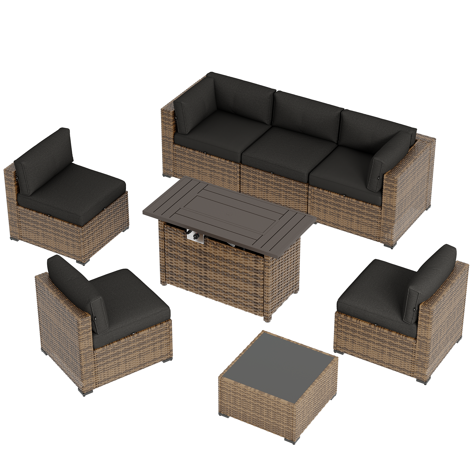 Aoxun Patio Furniture Sets Wicker Outdoor Conversation Set Sectional Sofa for Backyard, Poolside, Garden