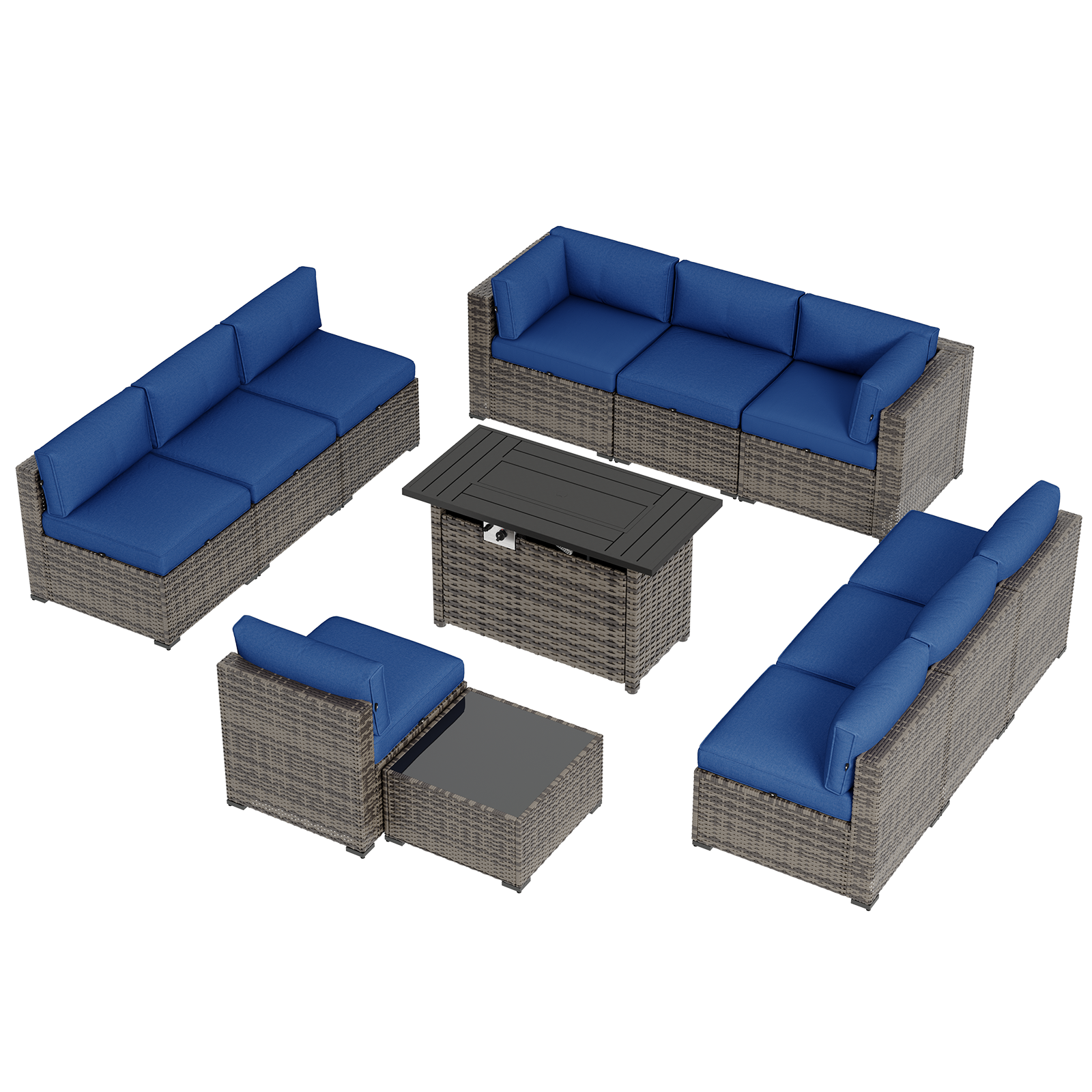 Aoxun Patio Furniture Sets Wicker Outdoor Conversation Set Sectional Sofa for Backyard, Poolside, Garden