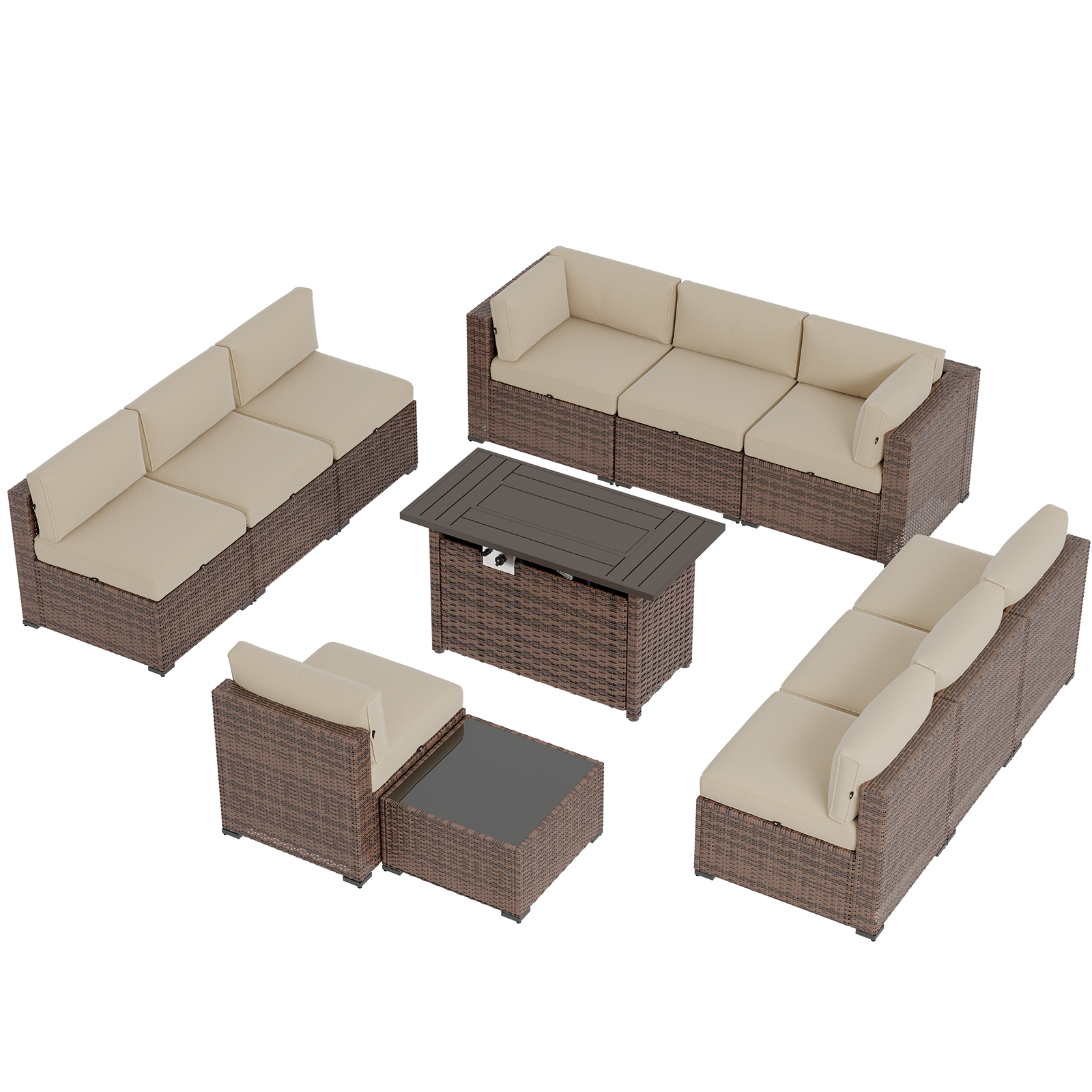 Aoxun Patio Furniture Sets Wicker Outdoor Conversation Set Sectional Sofa for Backyard, Poolside, Garden