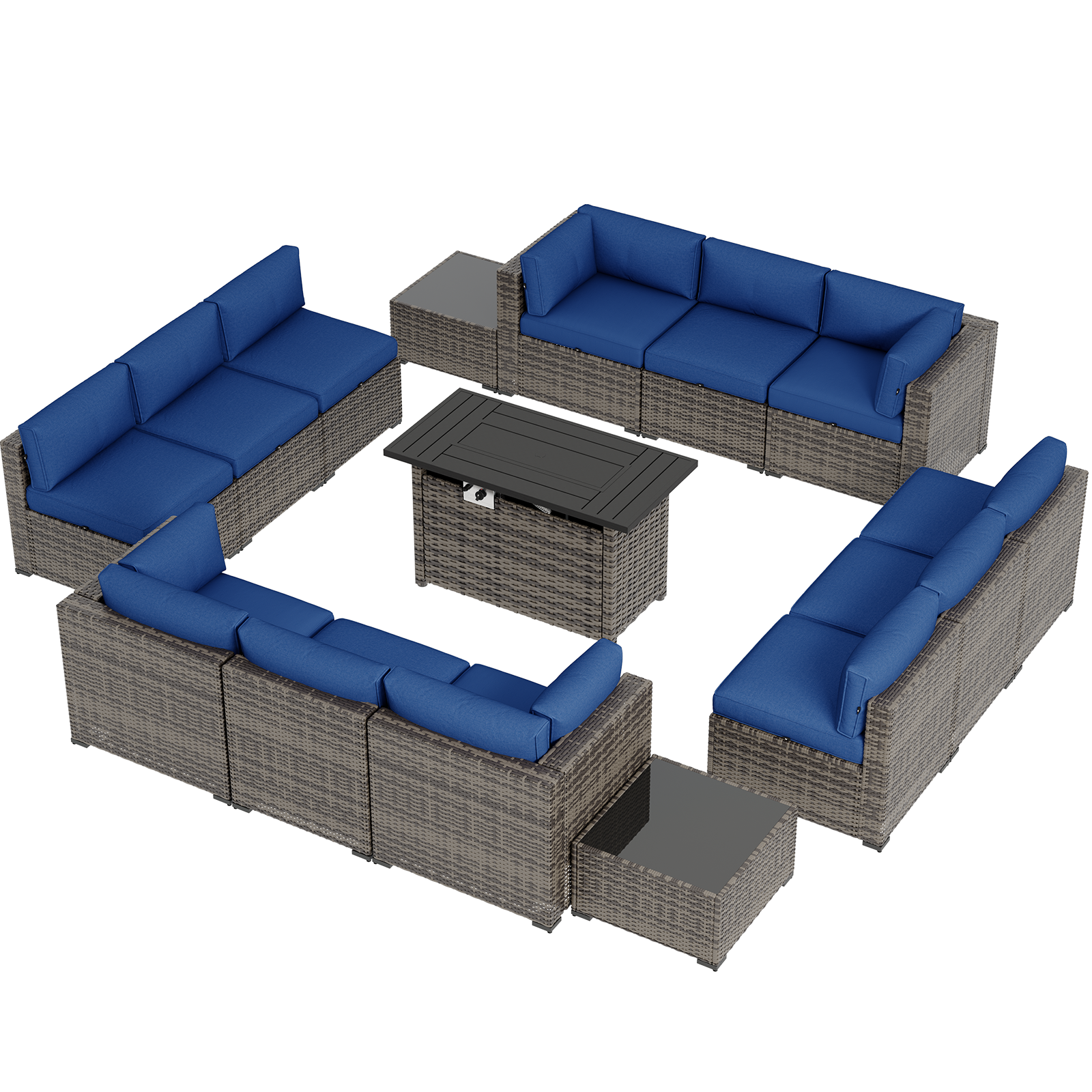 Aoxun Patio Furniture Sets Wicker Outdoor Conversation Set Sectional Sofa for Backyard, Poolside, Garden