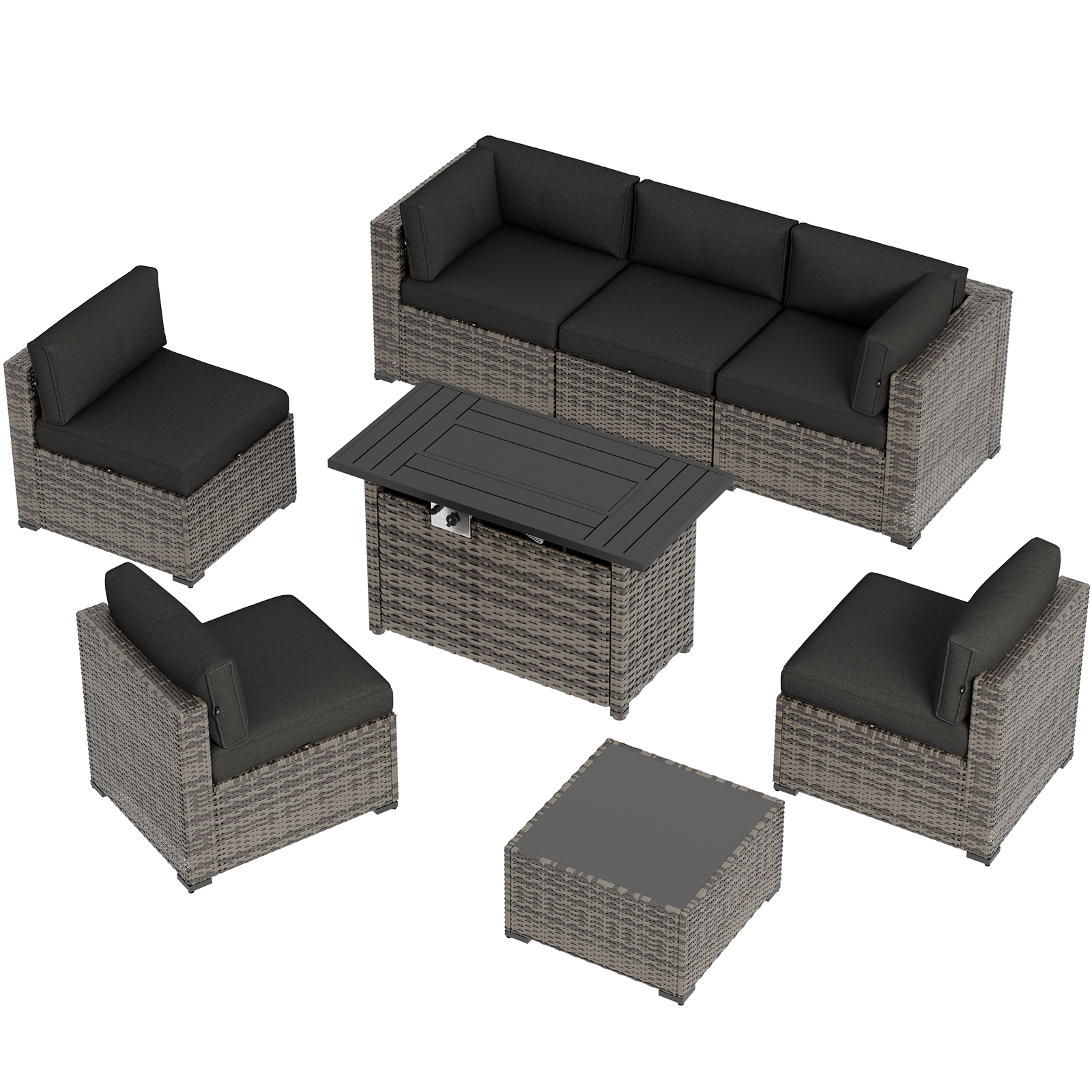 Aoxun Patio Furniture Sets Wicker Outdoor Conversation Set Sectional Sofa for Backyard, Poolside, Garden