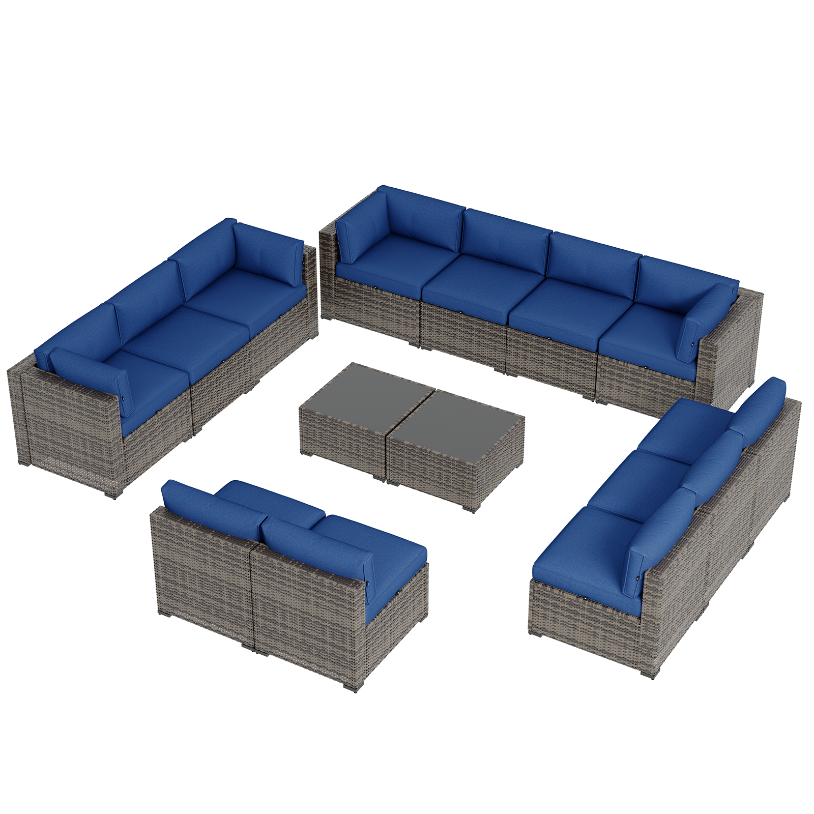 Aoxun Patio Furniture Sets Wicker Outdoor Conversation Set Sectional Sofa for Backyard, Poolside, Garden