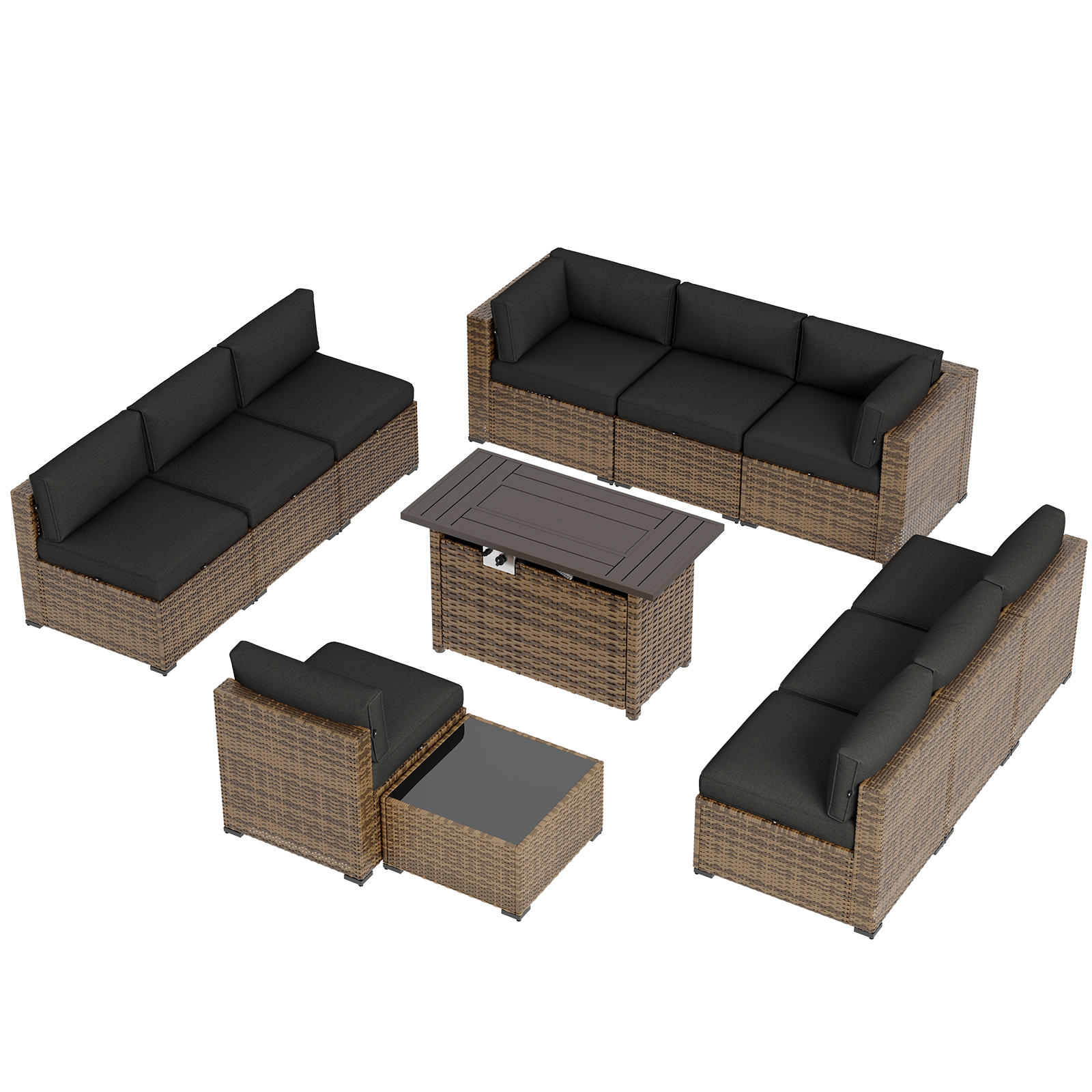 Aoxun Patio Furniture Sets Wicker Outdoor Conversation Set Sectional Sofa for Backyard, Poolside, Garden