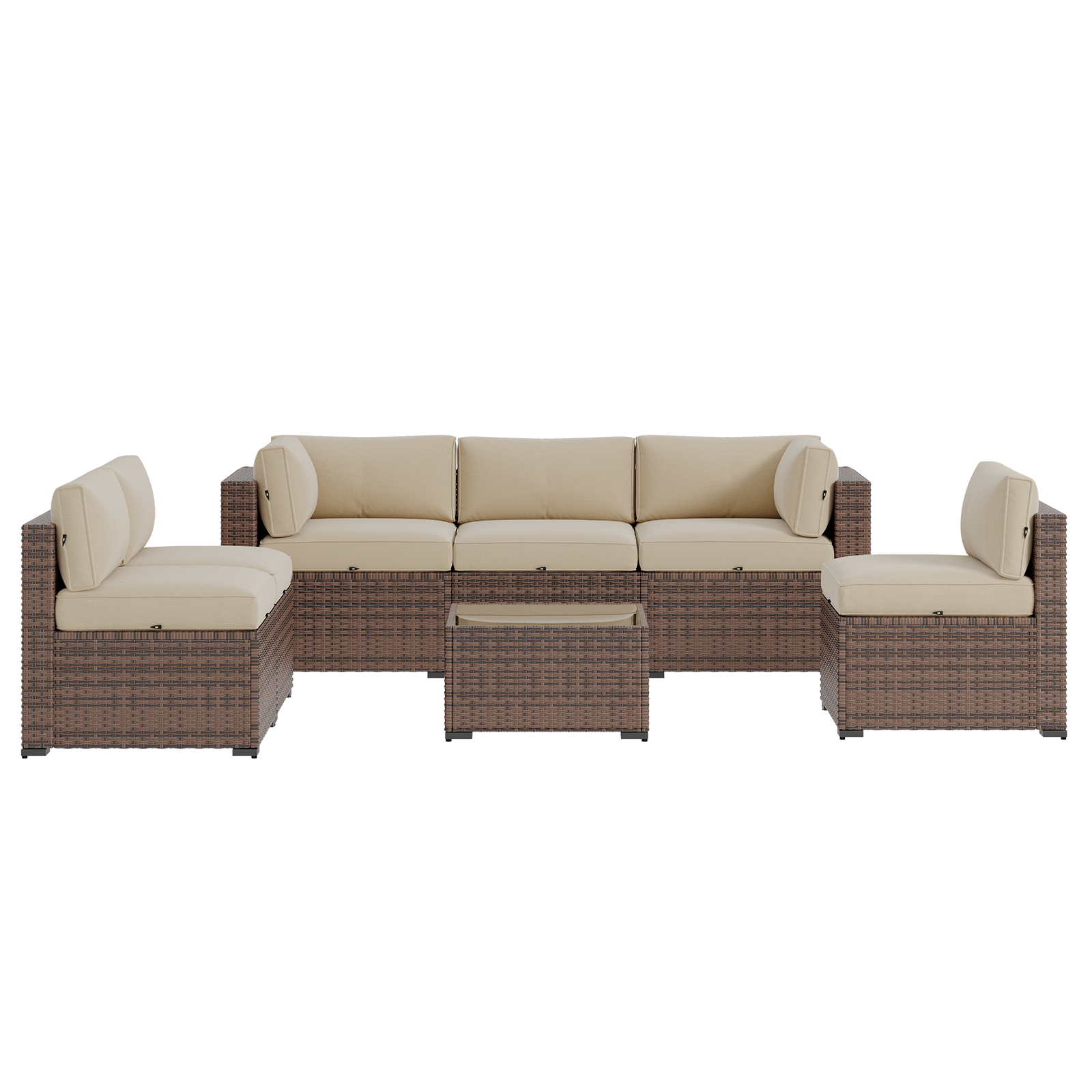 Aoxun Patio Furniture Sets Wicker Outdoor Conversation Set Sectional Sofa for Backyard, Poolside, Garden