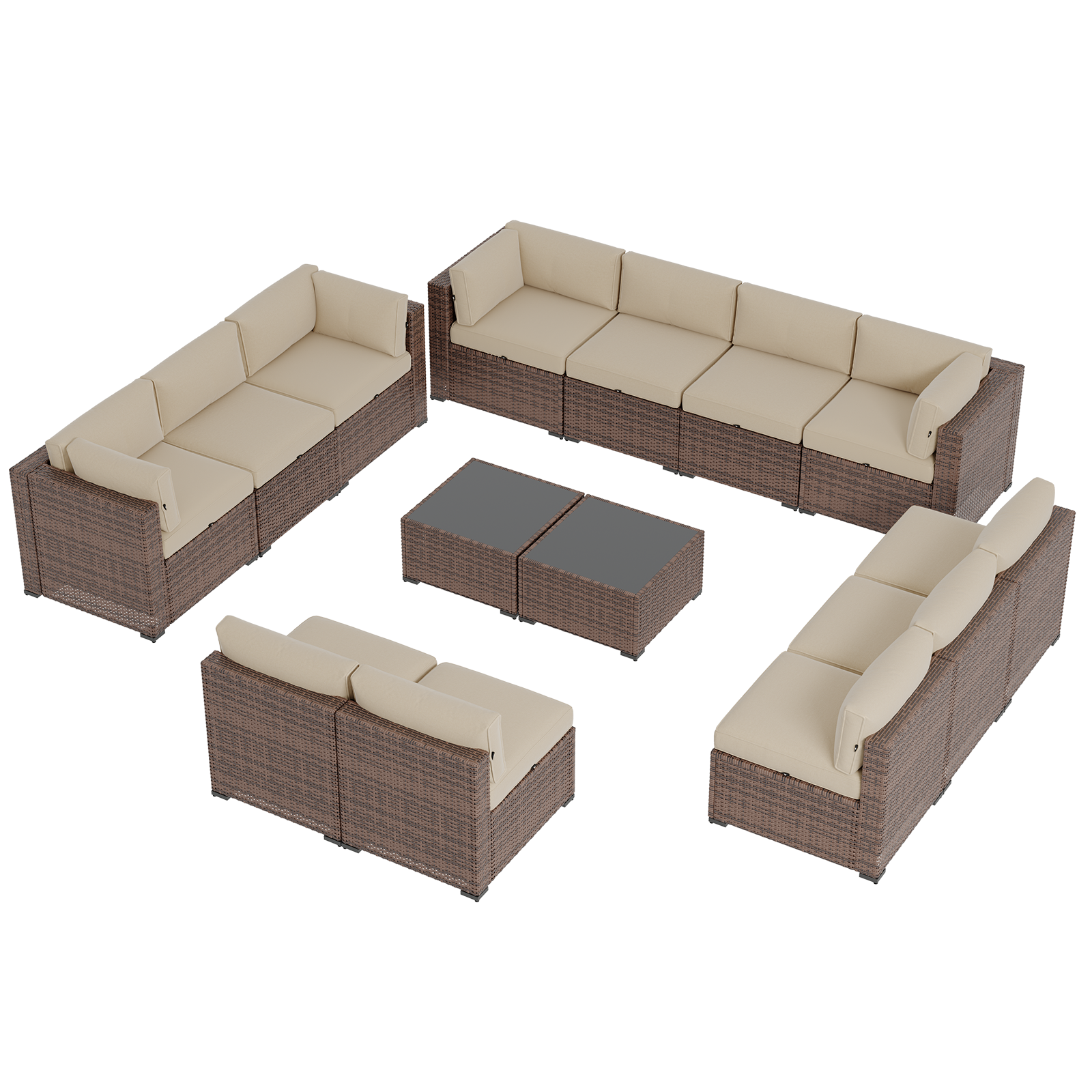Aoxun Patio Furniture Sets Wicker Outdoor Conversation Set Sectional Sofa for Backyard, Poolside, Garden