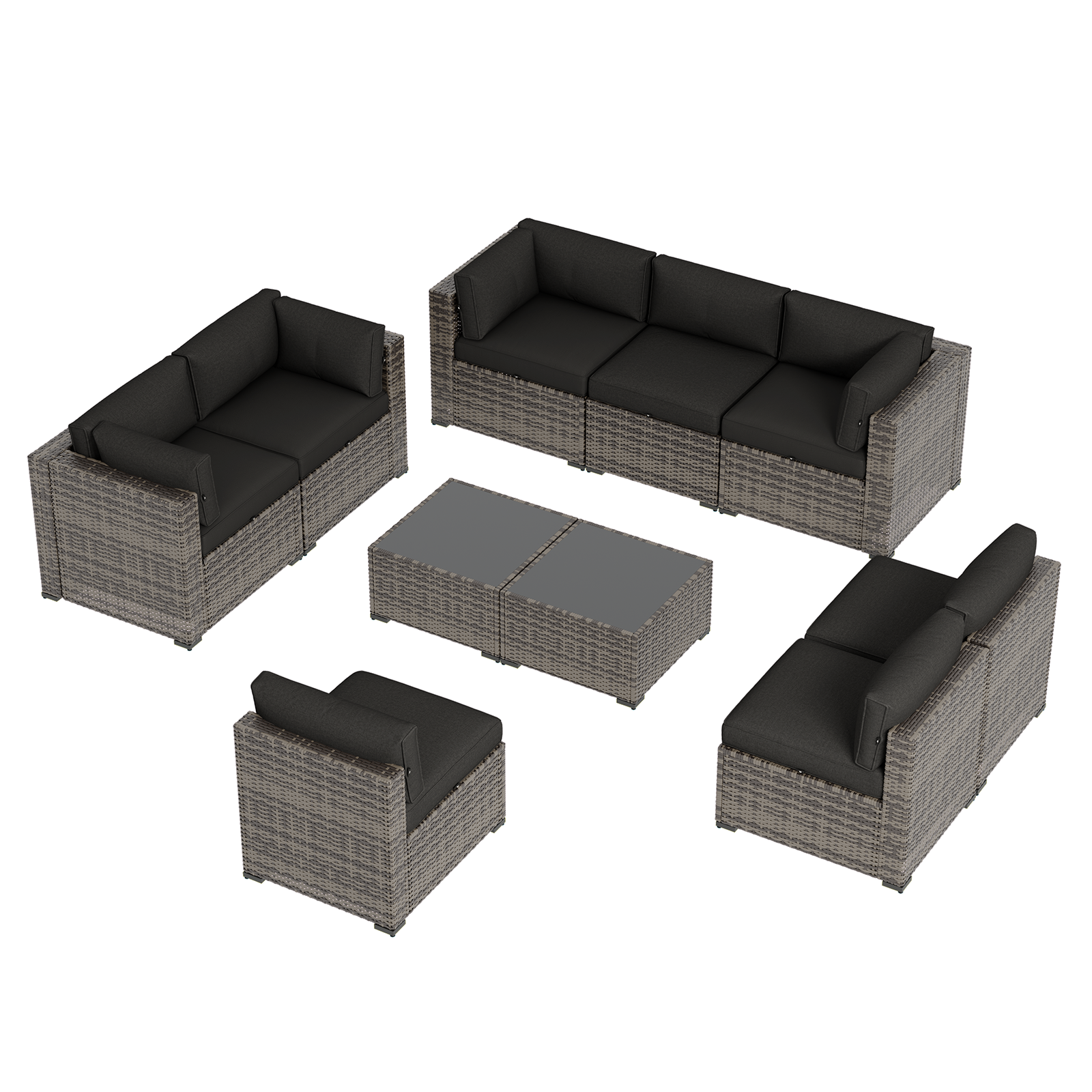 Aoxun Patio Furniture Sets Wicker Outdoor Conversation Set Sectional Sofa for Backyard, Poolside, Garden