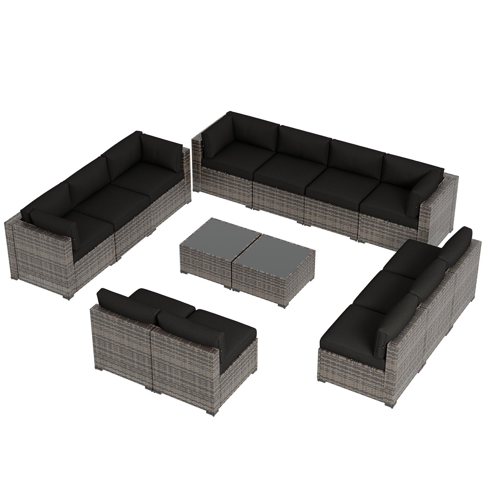 Aoxun Patio Furniture Sets Wicker Outdoor Conversation Set Sectional Sofa for Backyard, Poolside, Garden