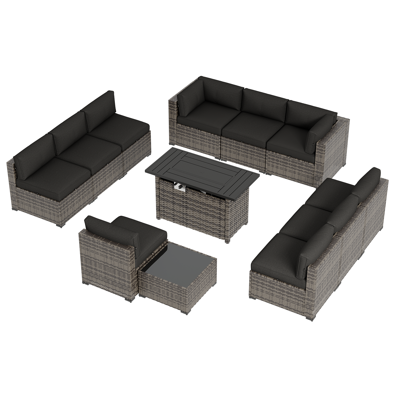 Aoxun Patio Furniture Sets Wicker Outdoor Conversation Set Sectional Sofa for Backyard, Poolside, Garden