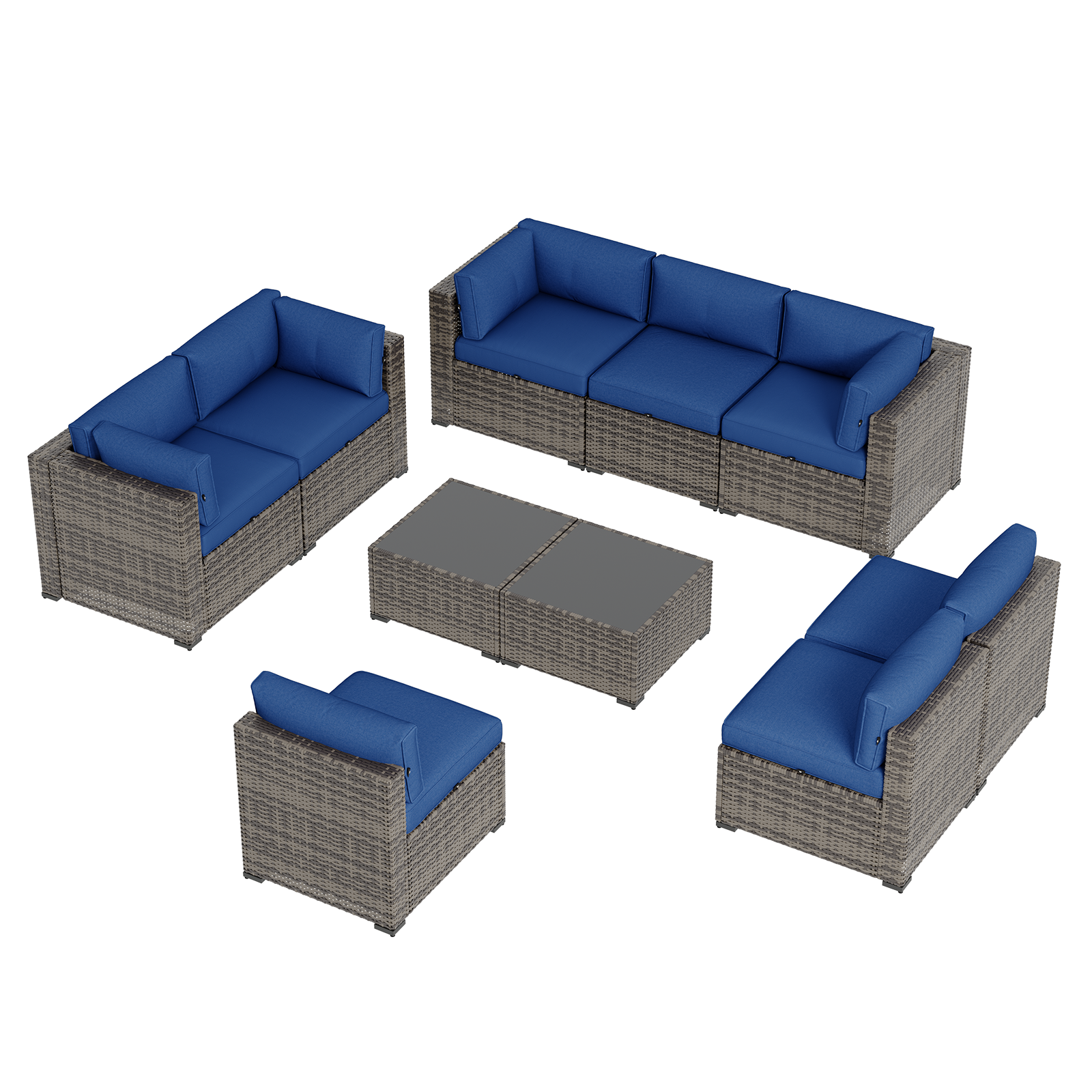 Aoxun Patio Furniture Sets Wicker Outdoor Conversation Set Sectional Sofa for Backyard, Poolside, Garden