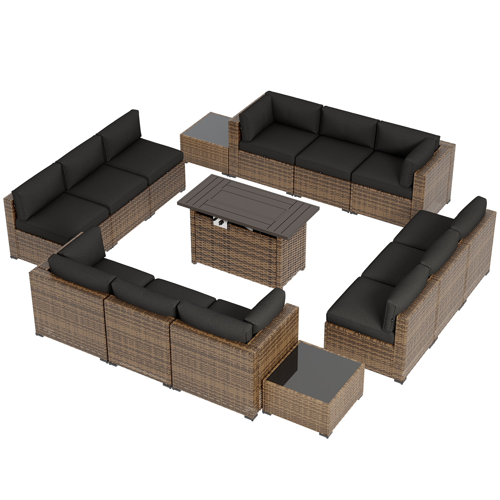 Aoxun Patio Furniture Sets Wicker Outdoor Conversation Set Sectional Sofa for Backyard, Poolside, Garden