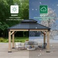 Clouddwell 12*10FT Upgraded Cedar Gazebo,Cedar Hard Roof Gazebo,with Double-Layer Galvanized Steel Roof,Suitable for Backyard,Desk,and Lawn.