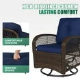 Clouddwell 3 Piece Patio Furniture Set Wicker Rattan Patio Conversation Set Outdoor Sectional Sofa Set with Coffee Table and Blue Cushions