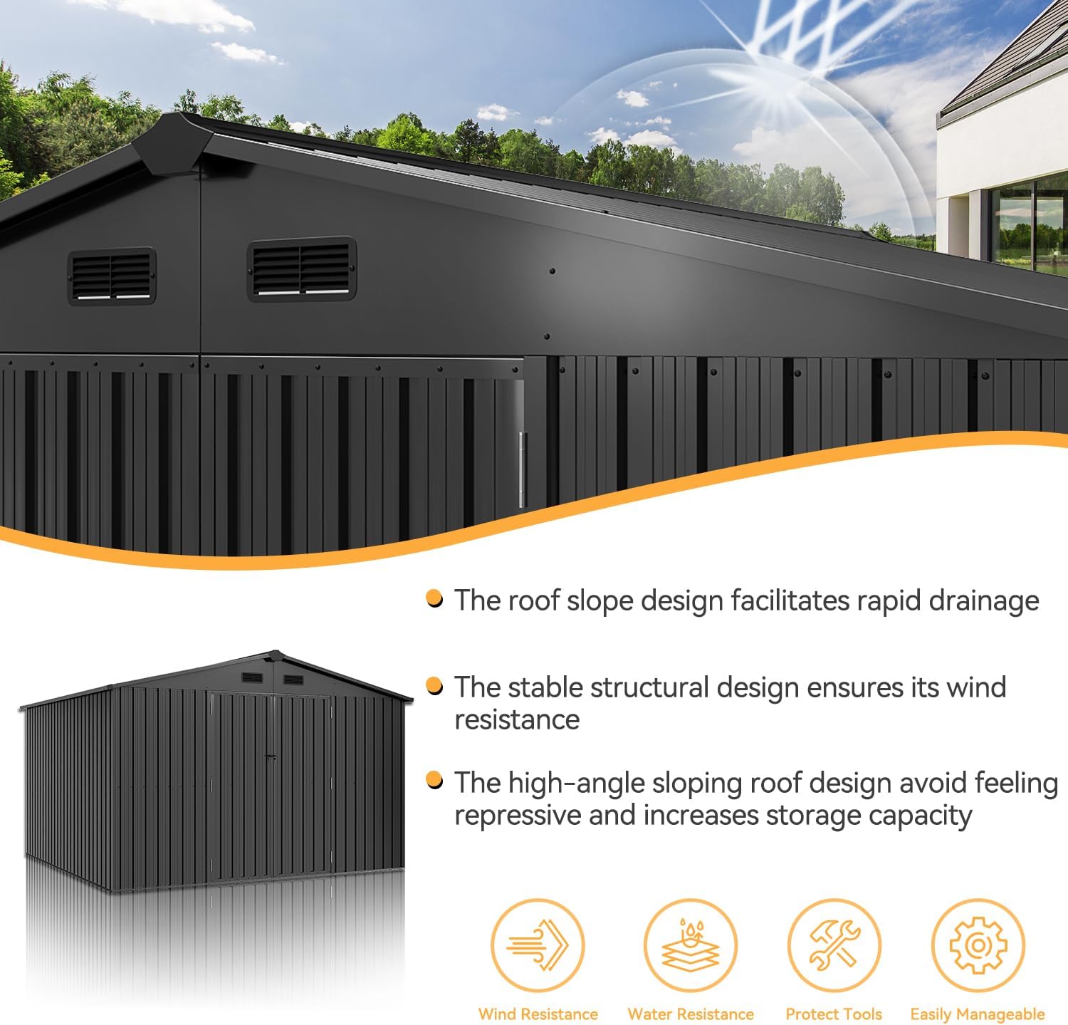 Metal Utility Shed House with Air Vent