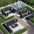 10 Piece Patio Furniture Set Wicker Rattan Patio Sectional Sofa Set Outdoor Seating Furniture with 4'' Thickened Cushion, Black (Include Waterproof Cover)