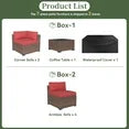 7 Piece Patio Furniture Set Wicker Rattan Patio Conversation Set Outdoor Sectional Sofa Set with Coffee Table and 4” Thickened Cushions, Red (Waterproof Cover Included)