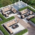 10 Piece Patio Furniture Set Wicker Rattan Patio Sectional Sofa Set Outdoor Seating Furniture with 4'' Thickened Cushion, Beige (Include Waterproof Cover)