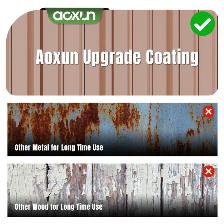 Aoxun 6'x4' Outdoor Metal Storage Shed with Lockable Door- Ideal for Tools, Garden Equipment & Bikes, Perfect for Patio Placement(Base Included/Brown)