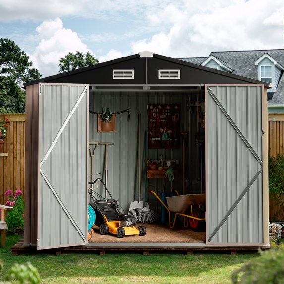 Aoxun 6 x 4 ft. Outdoor Storage Shed, Storage Shed with Locking Sliding Door, Metal shed for Backyard, Garden