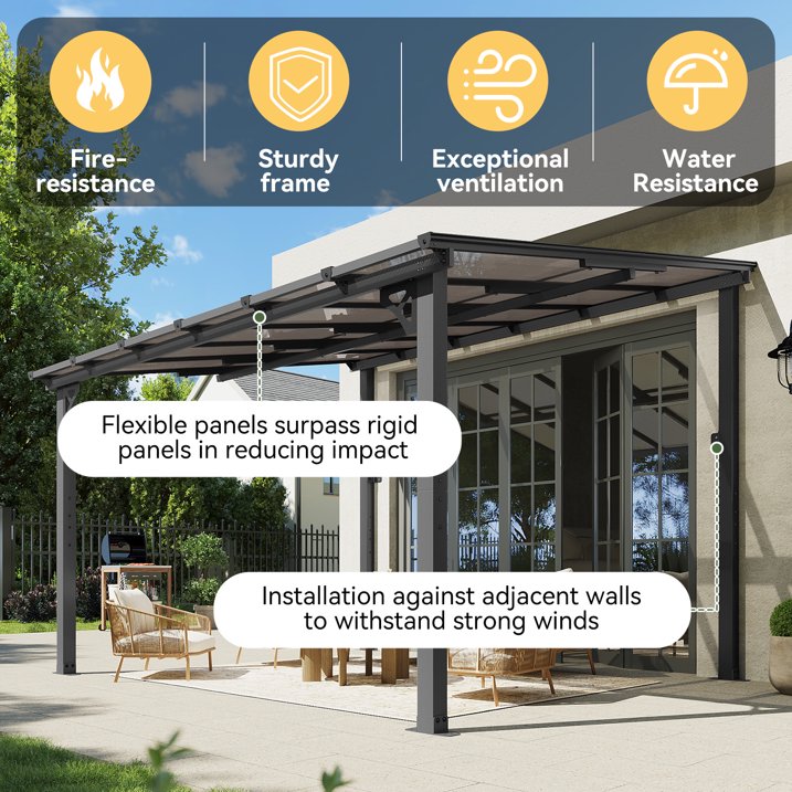 AOXUN 12' x 10' Hardtop Gazebo Outdoor Aluminum Pergola For Garden, Patio, Backyard-Gray