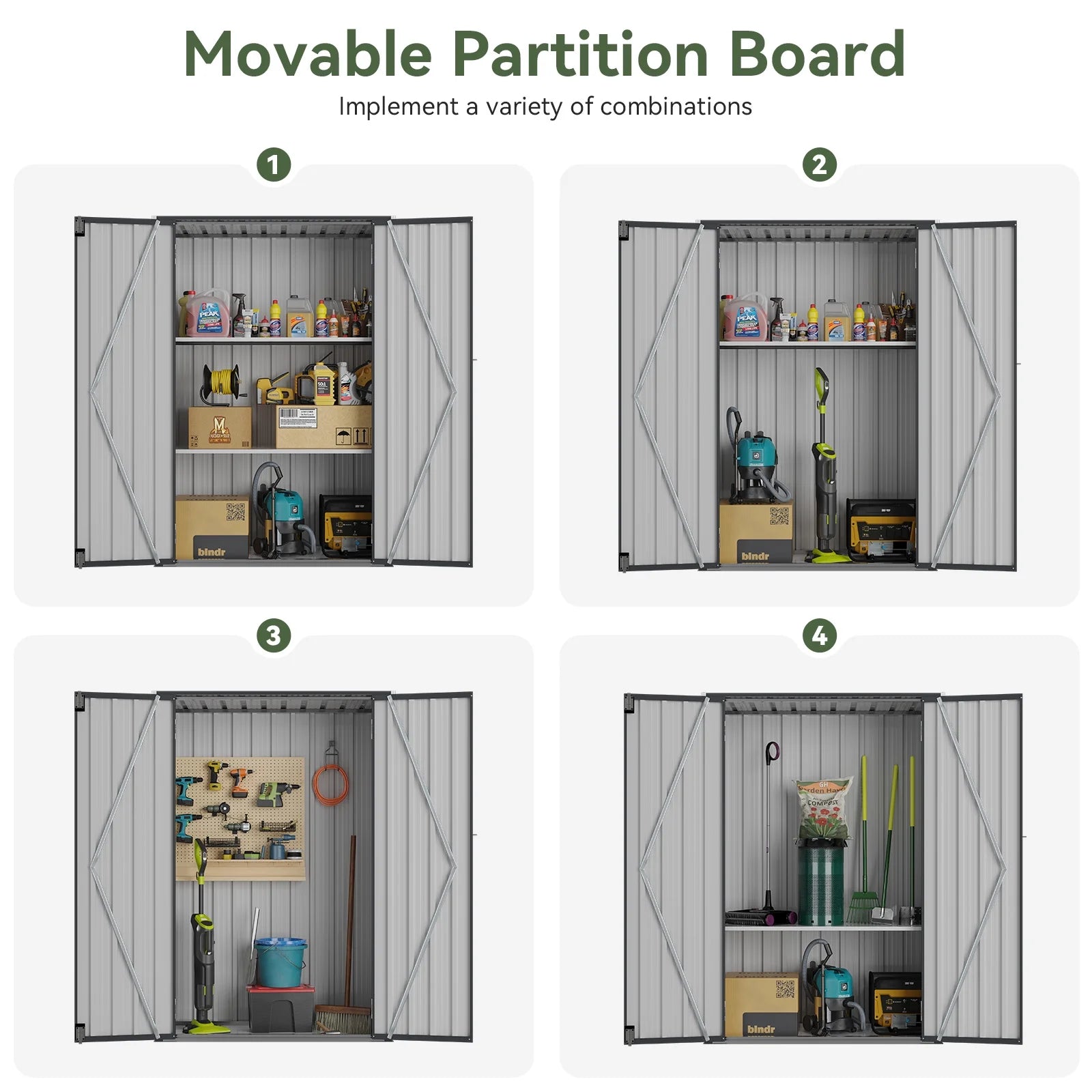 Aoxun 4x1.5 ft. Black Metal Storage Shed with 2 Shelves, Outdoor Waterproof Cabinet