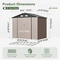 Aoxun Outdoor Storage Shed with Base Frame, 7.7 x 5.6 x 6.4 Galvanized Metal Shed for Garden, Brown