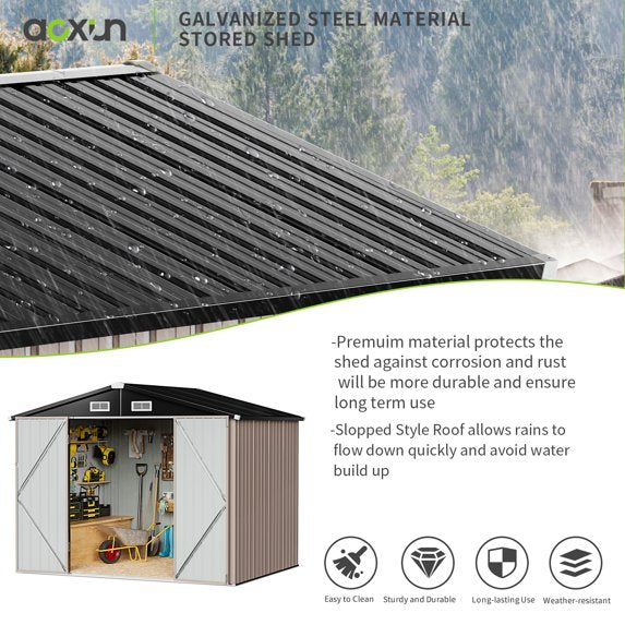 Aoxun 6 x 4 ft. Outdoor Storage Shed, Storage Shed with Locking Sliding Door, Metal shed for Backyard, Garden
