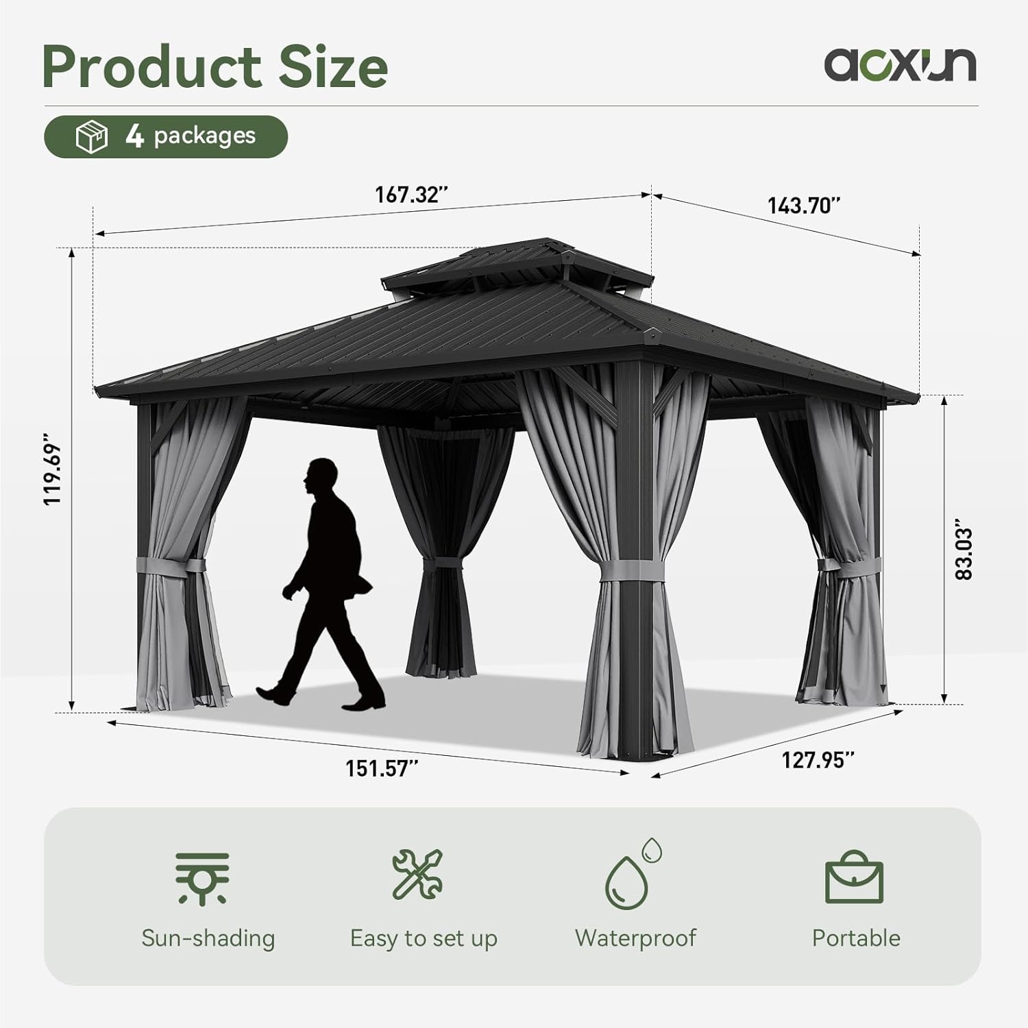 Aoxun Classic Hardtop Gazebo