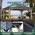 Clouddwell 12*10FT Hardtop Gazebo,Wooden Patio Gazebo with Single-Layer Galvanized Steel Roof,Suitable for Backyards,Patios and Decks.