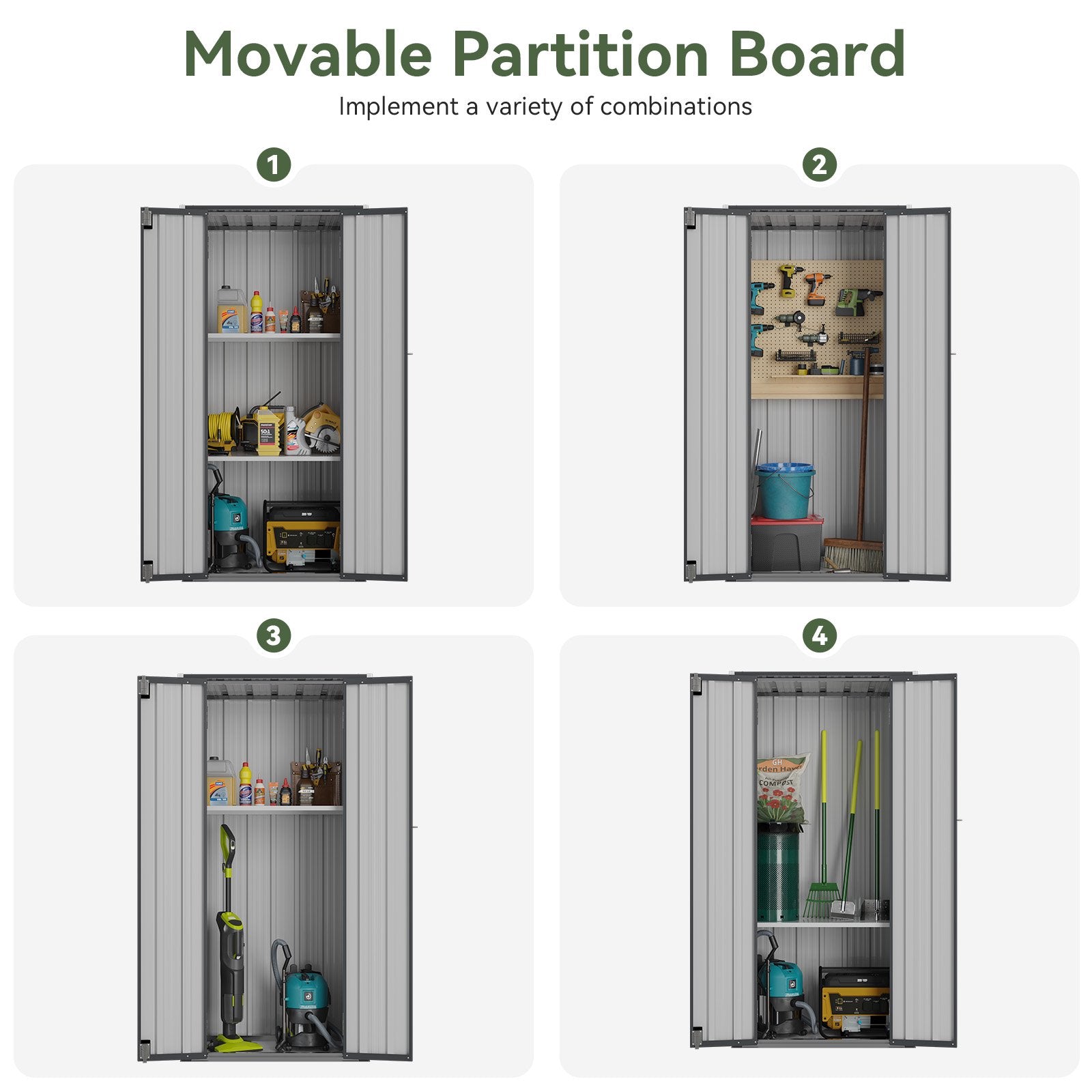 Aoxun 2.5x1.5 ft. Black Metal Storage Shed with 2 Shelves, Outdoor Waterproof Cabinet