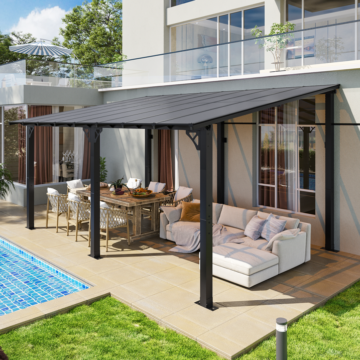 AOXUN 16' x 10' Hardtop Gazebo Outdoor Aluminum Pergola For Garden, Patio, Backyard-Black