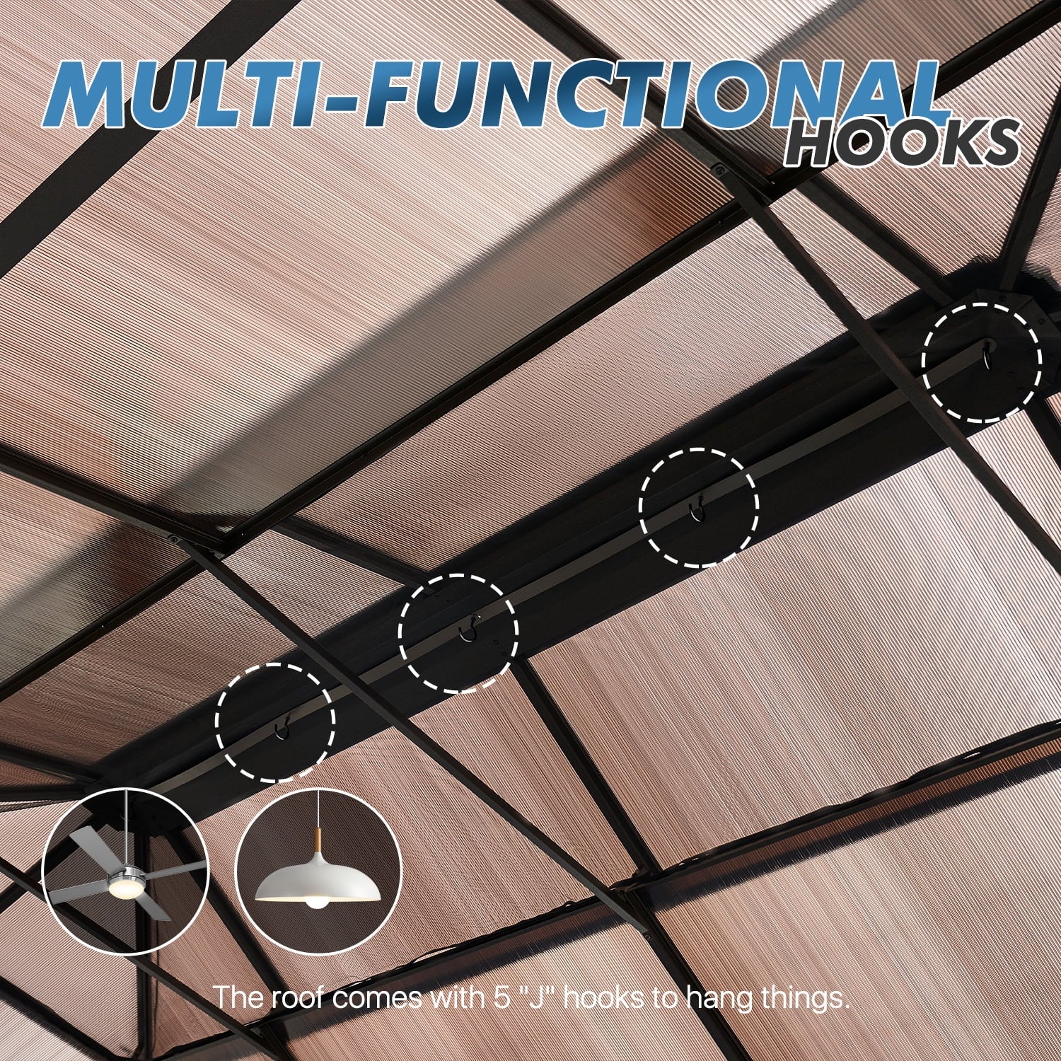 Sunmthink 12' x 20'Hardtop Gazebo,Polycarbonate Double Roof,Aluminum Frame with Curtains and Netting for Patio,Garden,Brown