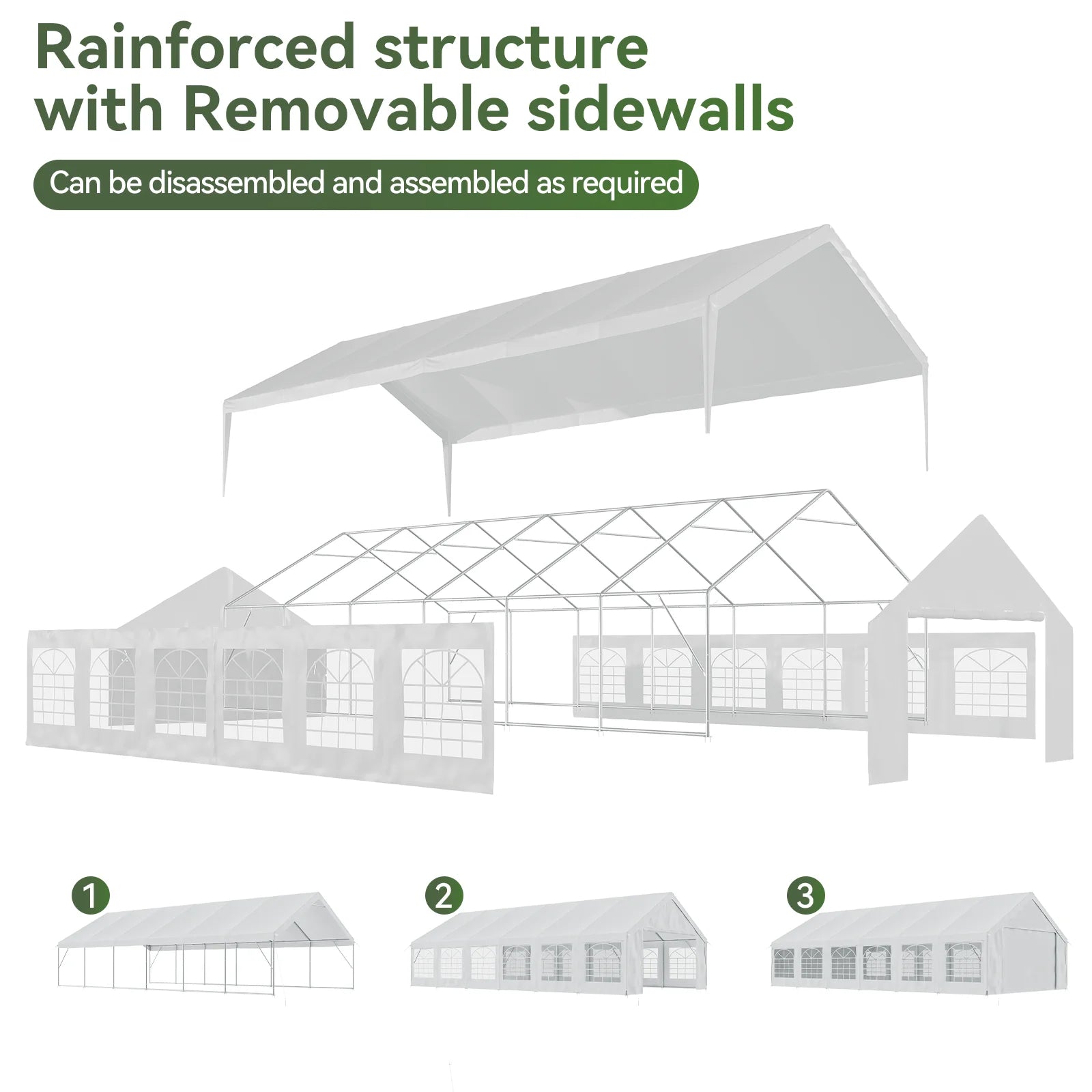 Aoxun 20x40 Party Tent Canopy for Weddings Waterproof Event Tent with Removable Sidewalls &Roll-up Door, Heavy-Duty Steel Frame for Outdoor Weddings, BBQ, Birthday Parties, & Camping,White