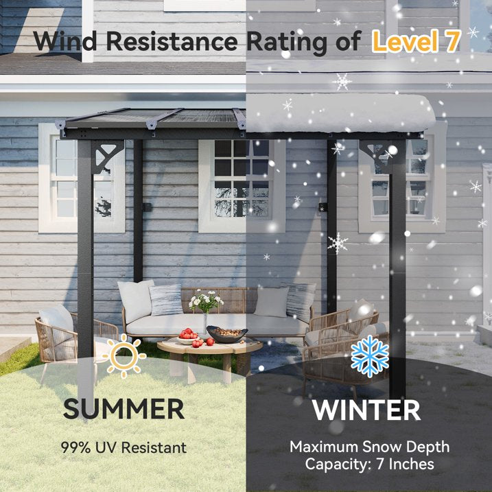 Aoxun 8’x10’ Gazebo, Wall Mounted Gazebos Pergola on Clearance, Outdoor Patio, Large Wall-Mounted Heavy Duty Awnings for Patio, Decks, Backyard（Gray）